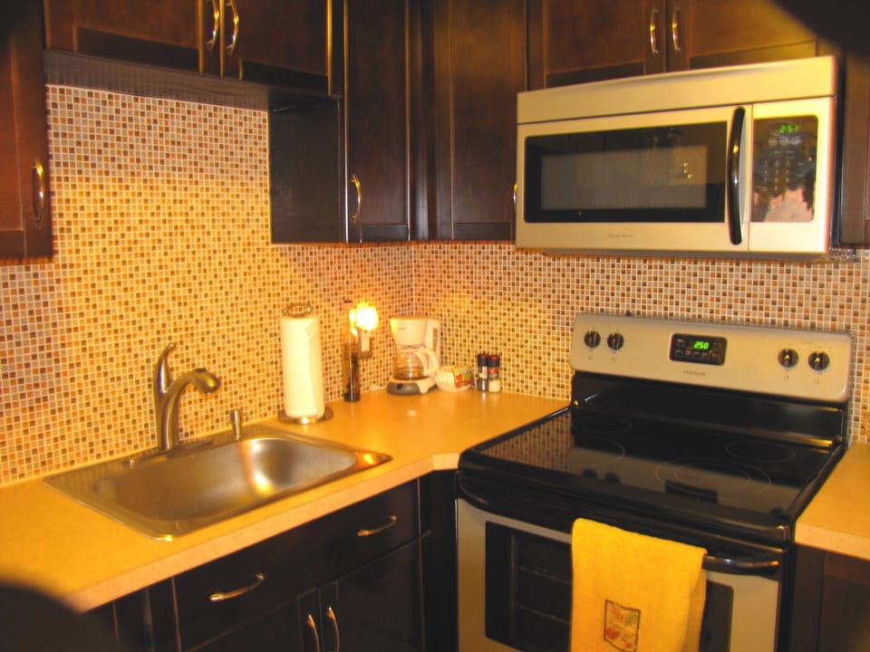 Modern kitchen with stainless steel appliances