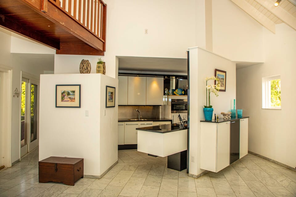 Kitchen flows into living area