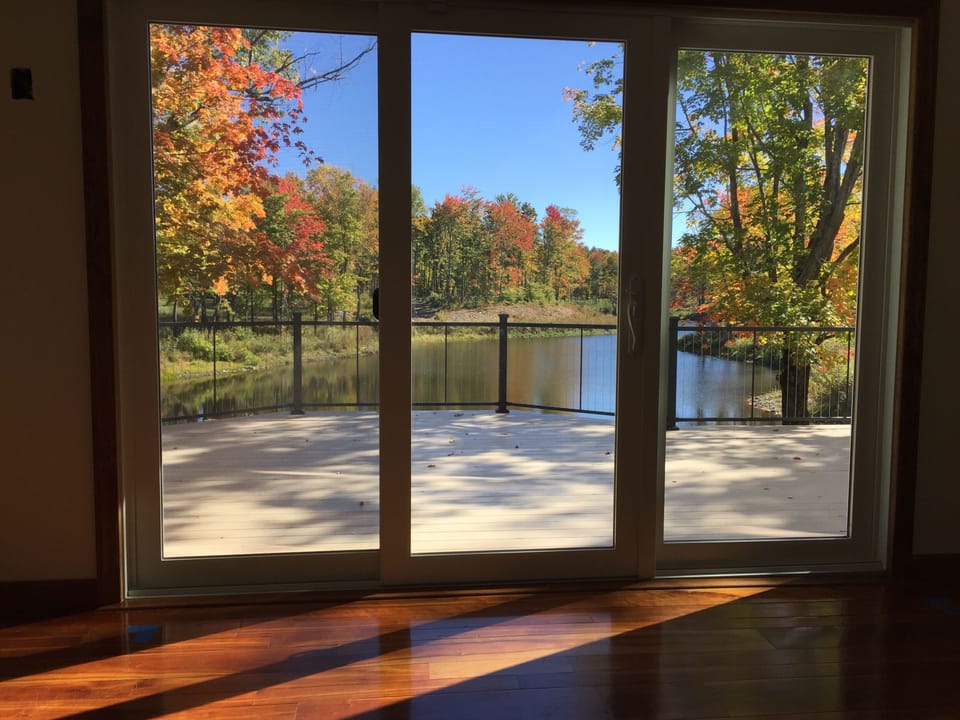 View of deck and pond from Sitting Room