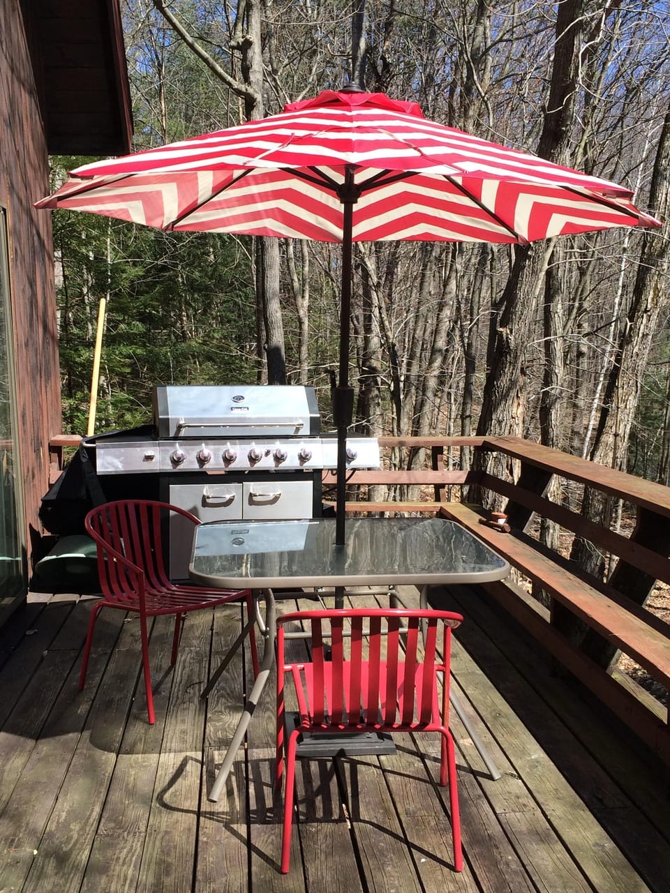 outdoor deck and new gas grill with burner