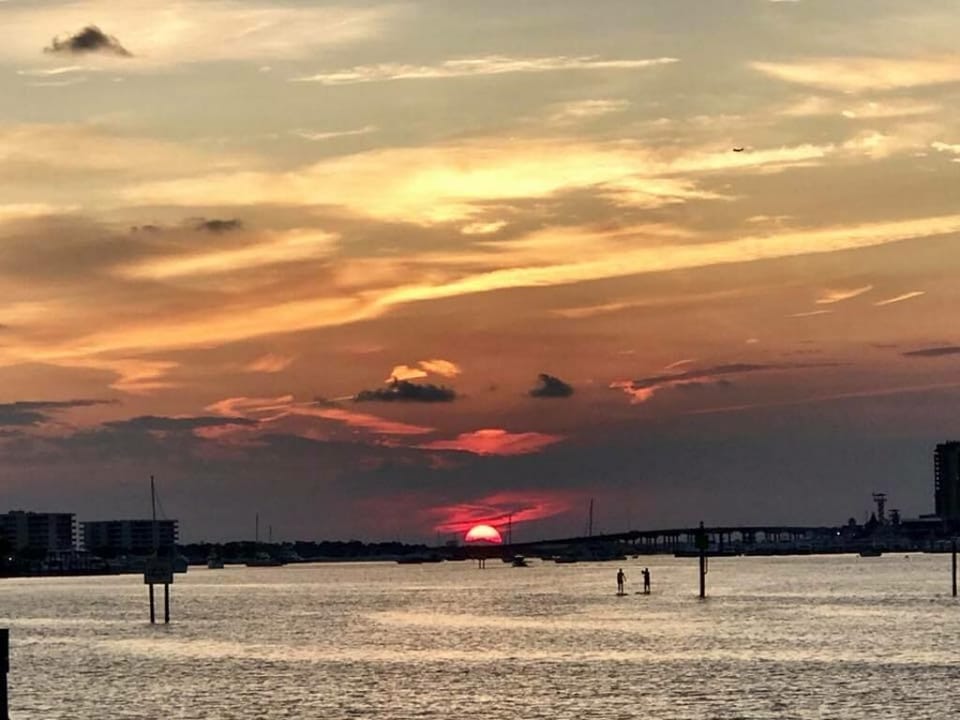Sunset over the bridge.
