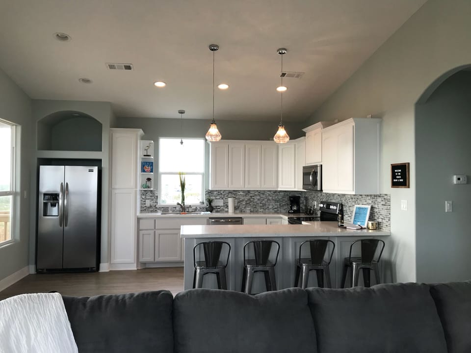 Upstairs kitchen. 