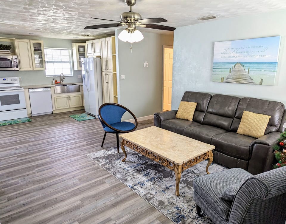 View from front foyer.  You will feel right at home in this beach-themed home.