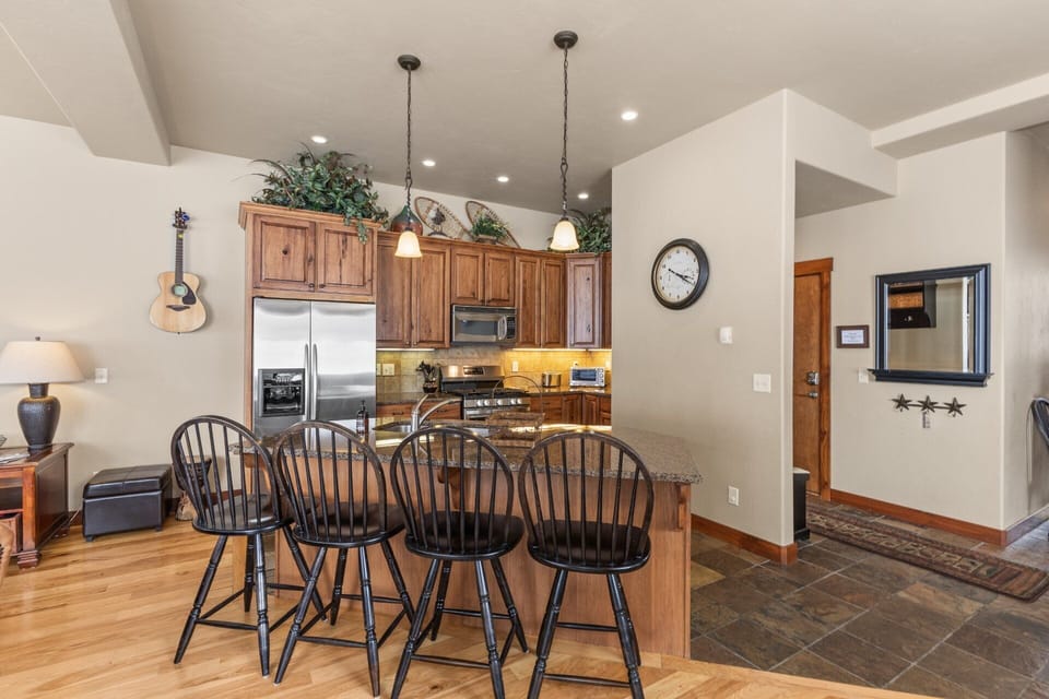 Kitchen island with even more seating, offering 4 Black Wooden Windsor Bar Stools