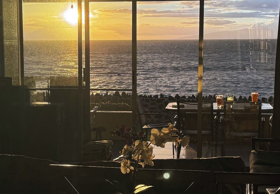 Sunset ocean view from the kitchen