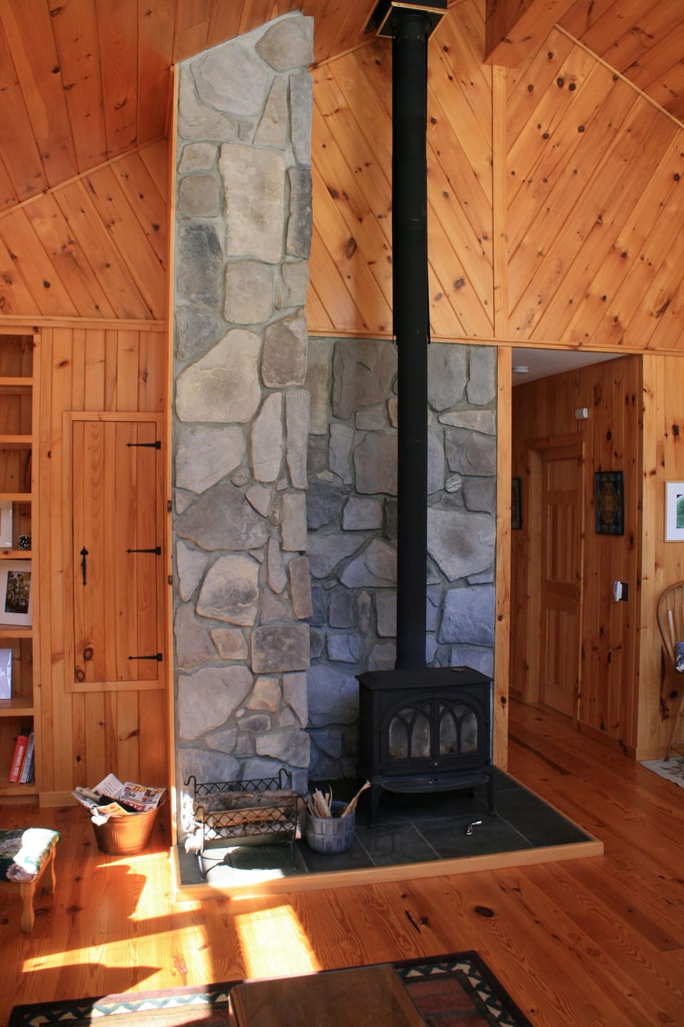 Wood stove in living room