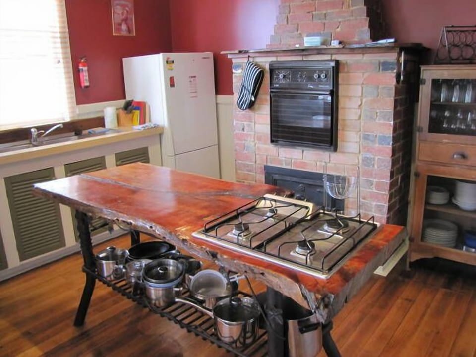 Kitchen with unique Tasmanian timber island cooktop, 