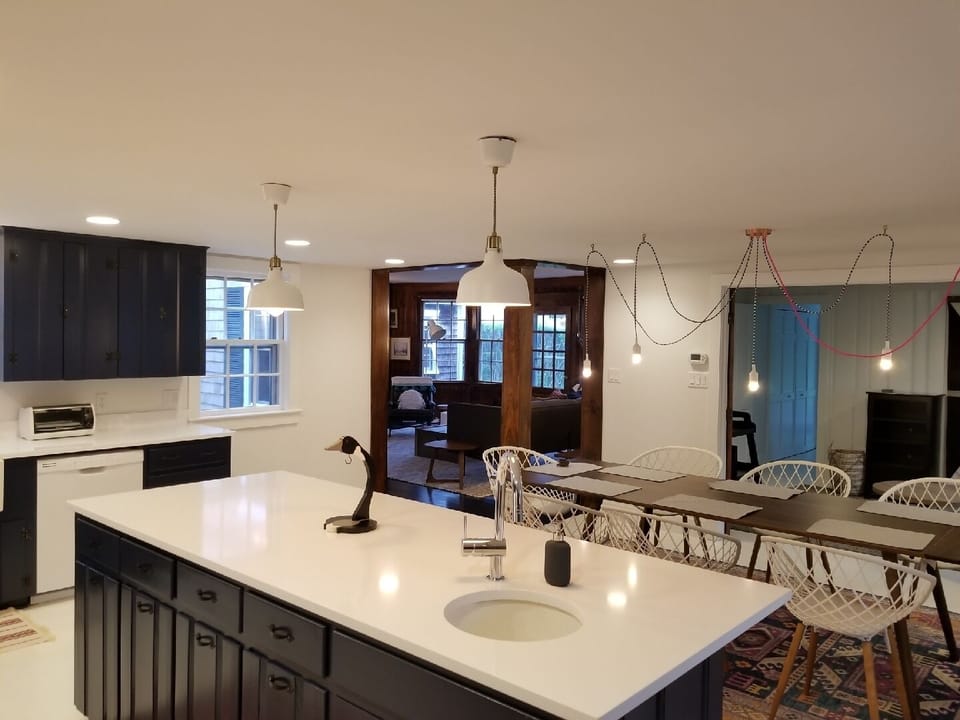Kitchen: 4 stools at the island and seats 10 comfortably at the table.