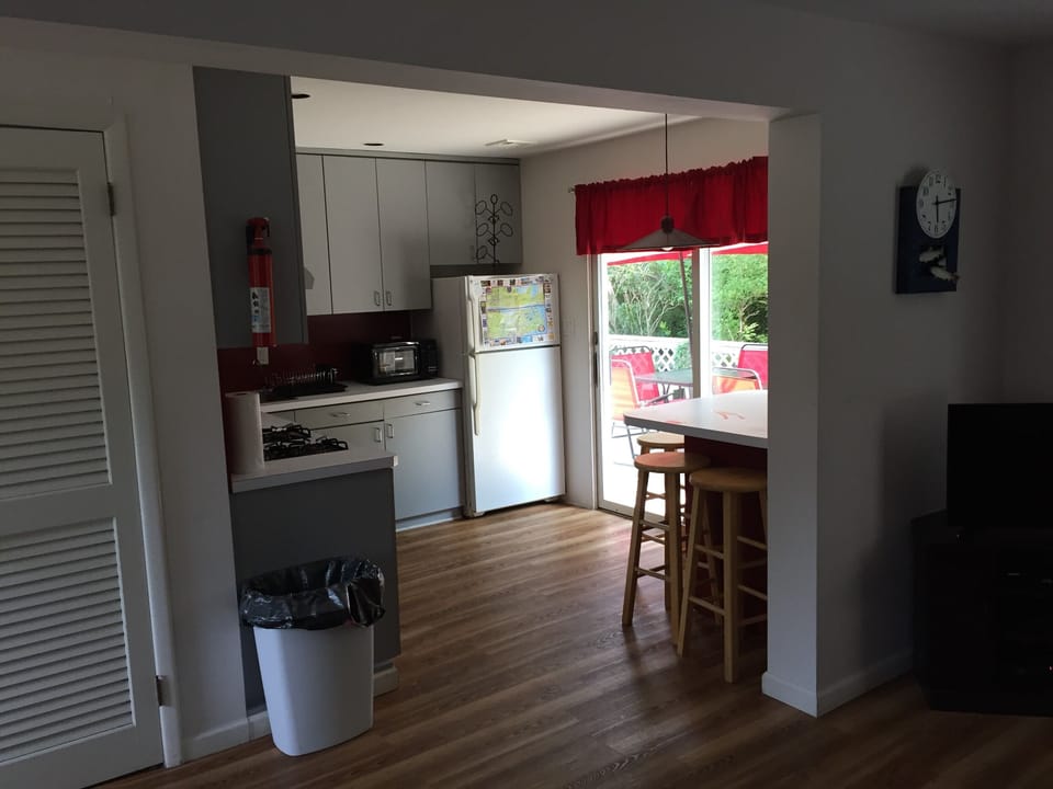 view of kitchen from den