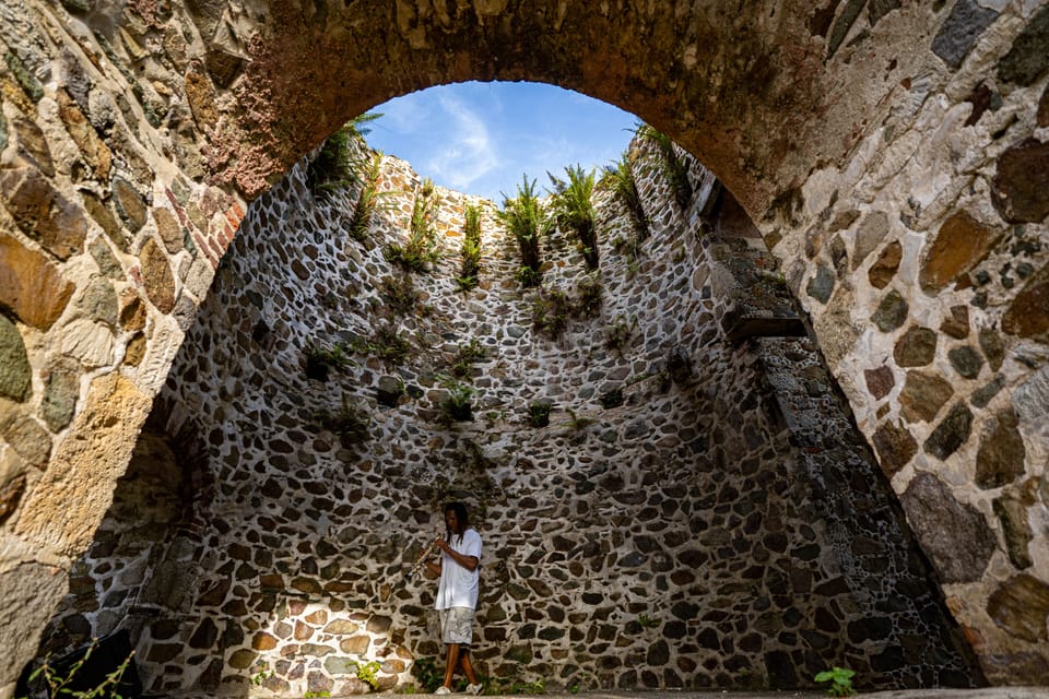 A ten minute flat hike to famous Catherineberg Sugar Mill Ruins