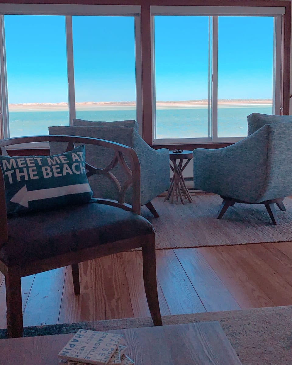View of the ocean from inside the house, first floor.