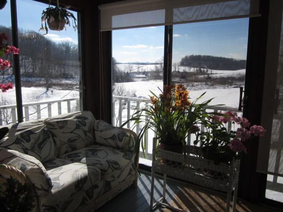 Cozy sun room even in the snow