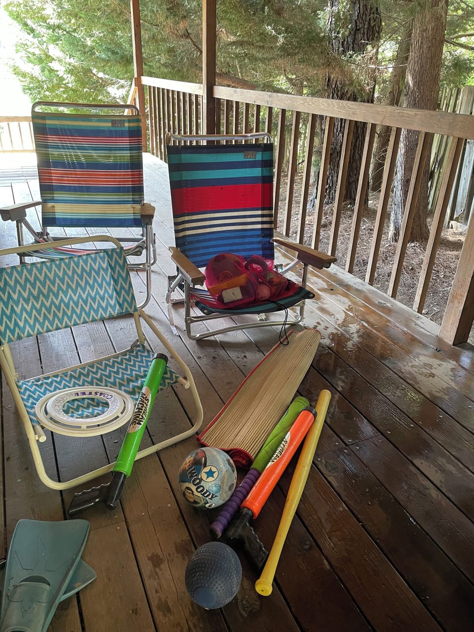beach chairs and games