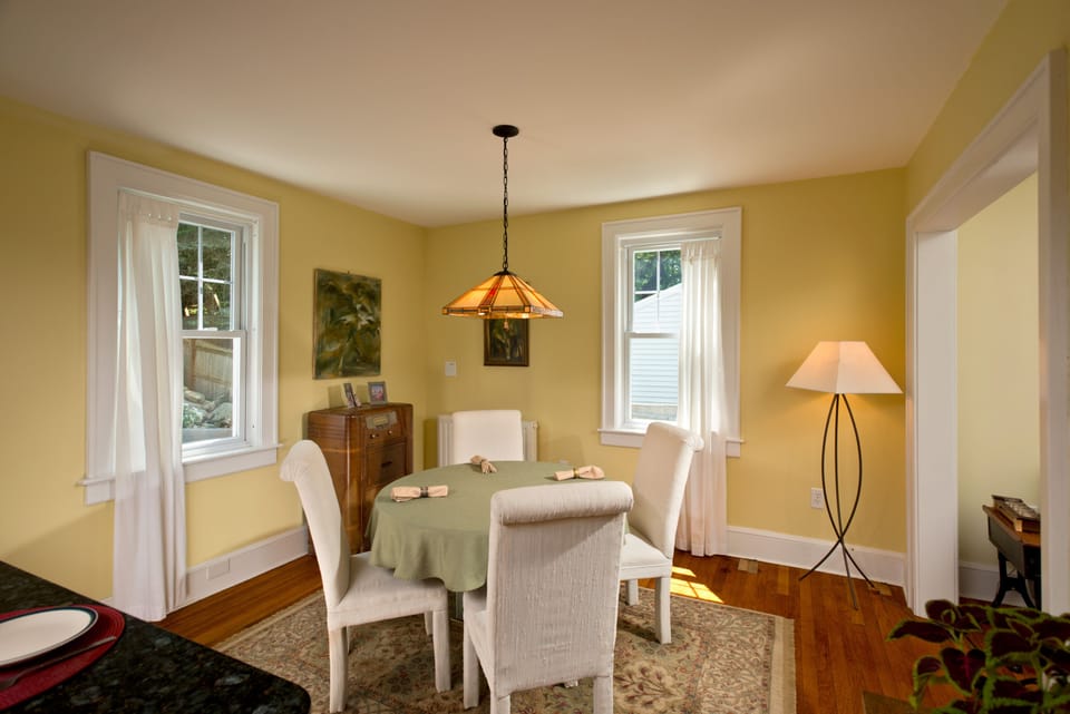 Dining room flows to kitchen in open concept