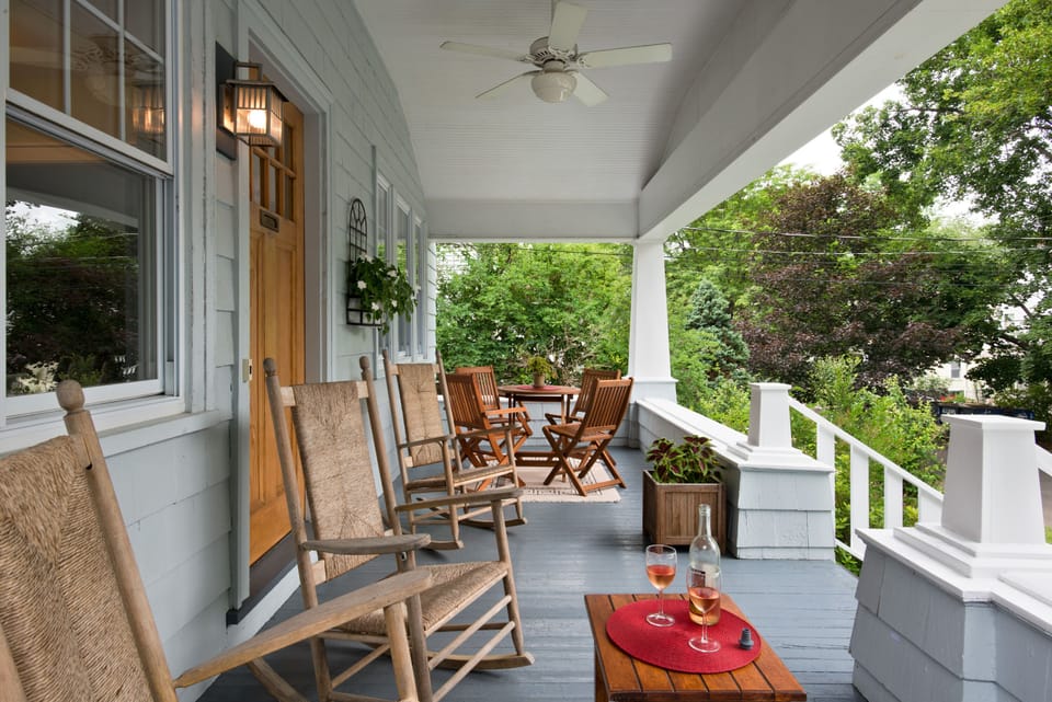 Enjoy the view from the front porch rockers and breeze from the ceiling fan