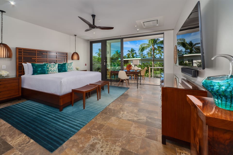 Ultra luxurious Cal king bed adorned with five star hotel-quality linens.