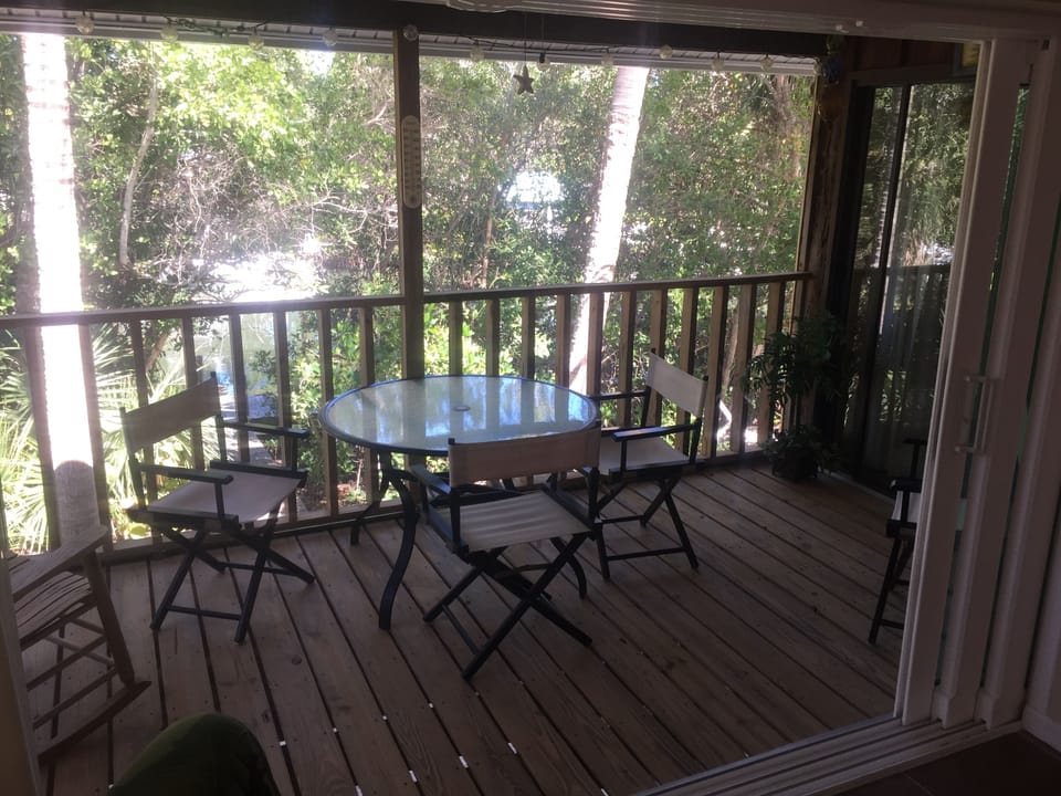 Screened porch deck from living room