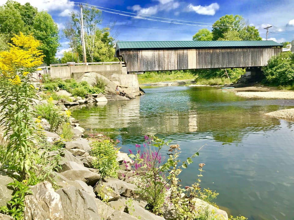 Use our bikes and coast down to the covered bridge swimming hole