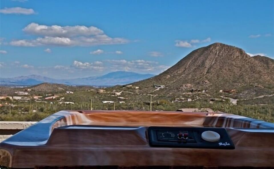 Sit in the hot tub and enjoy the Tucson Valley below