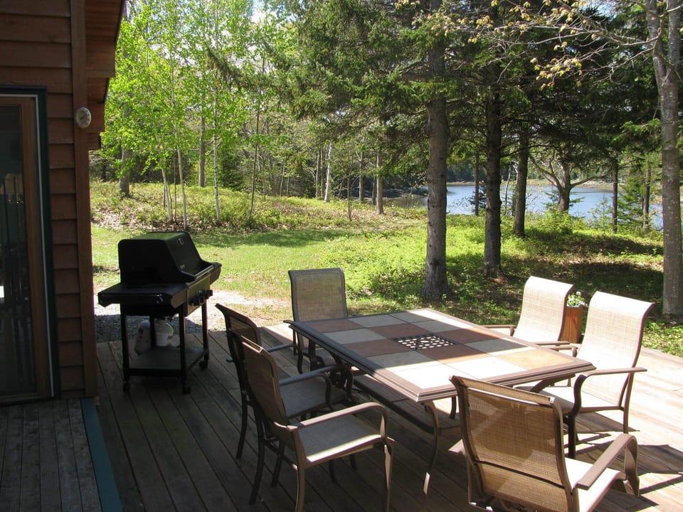 Back deck with a grill.