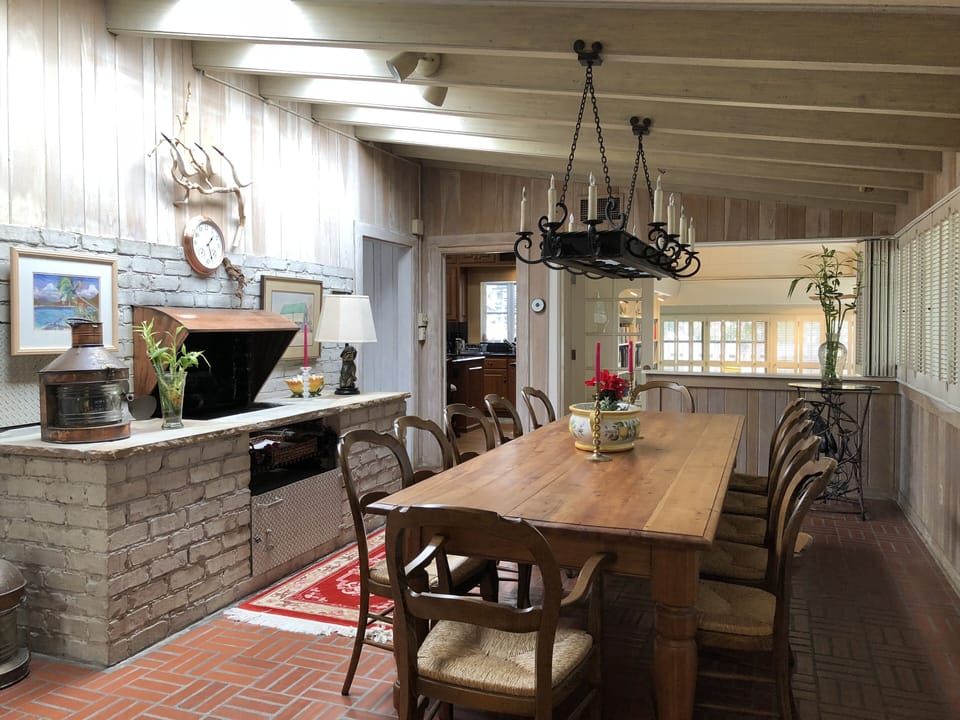 Large dining room with seating for twelve