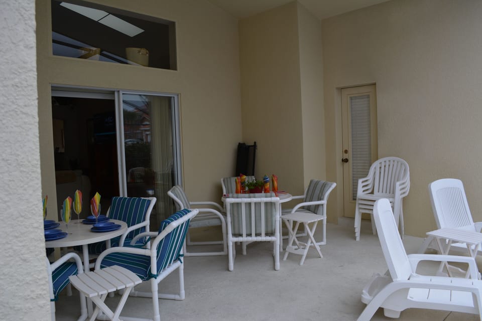 Relax and have dinner outside with plenty of table and chairs