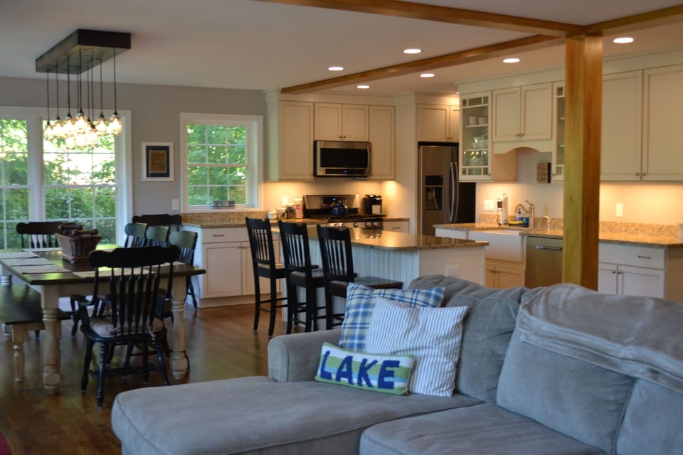 Kitchen, dining area, main living area