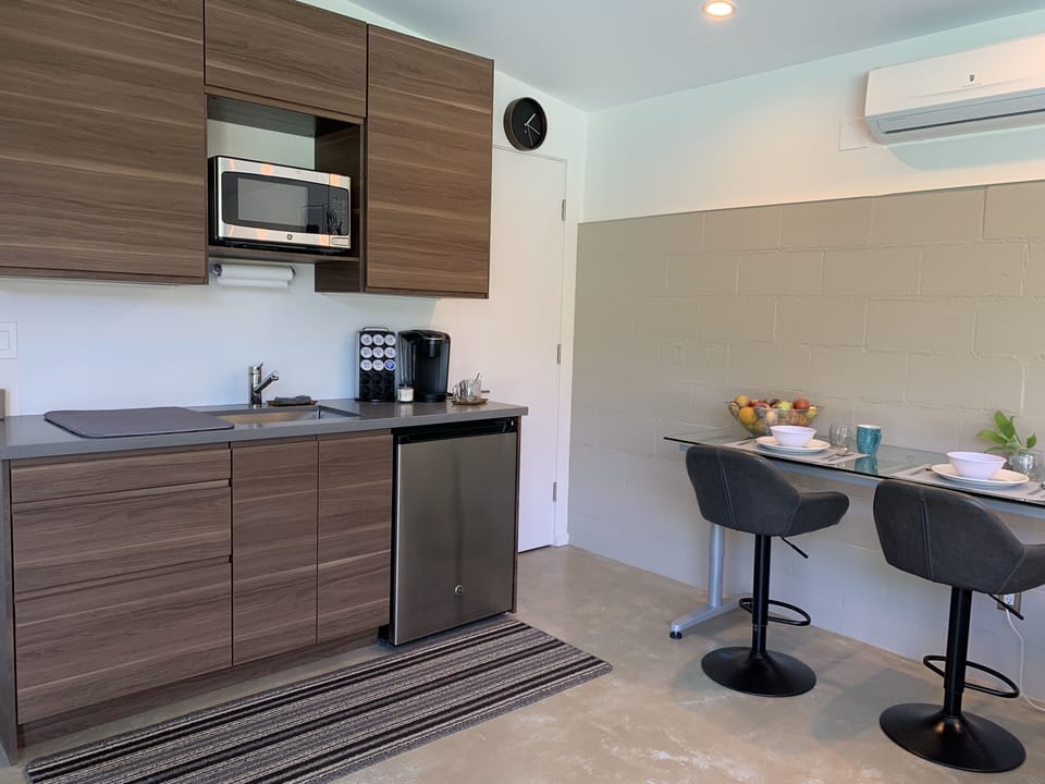 fully stocked kitchenette