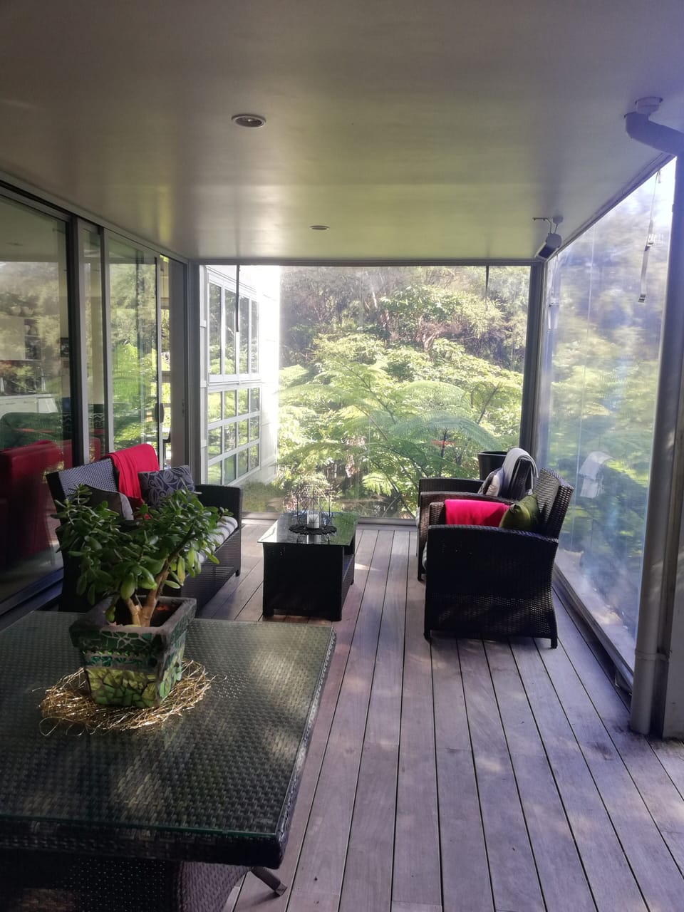Large, covered decks provide all weather protection