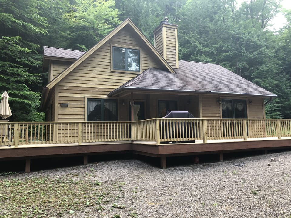 Cabin in quiet country setting.