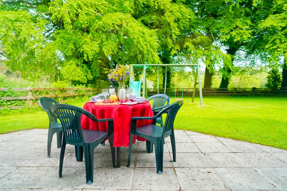 Dine in  our mature gardens,  perfect for family and friends.