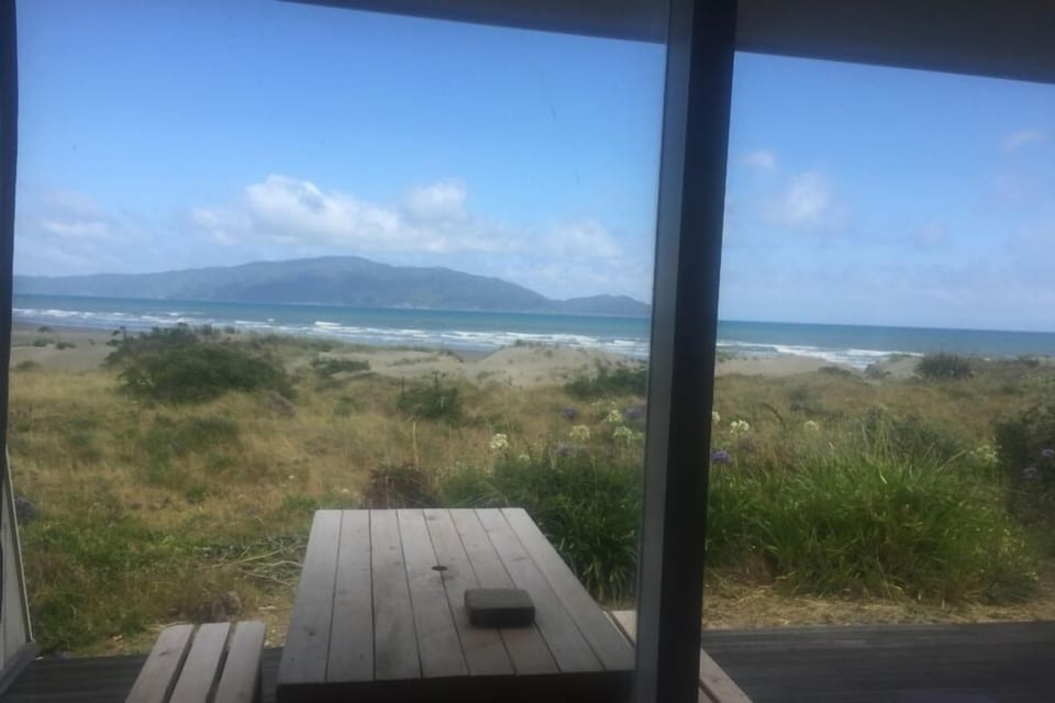 Outdoor table overlooking the beach
