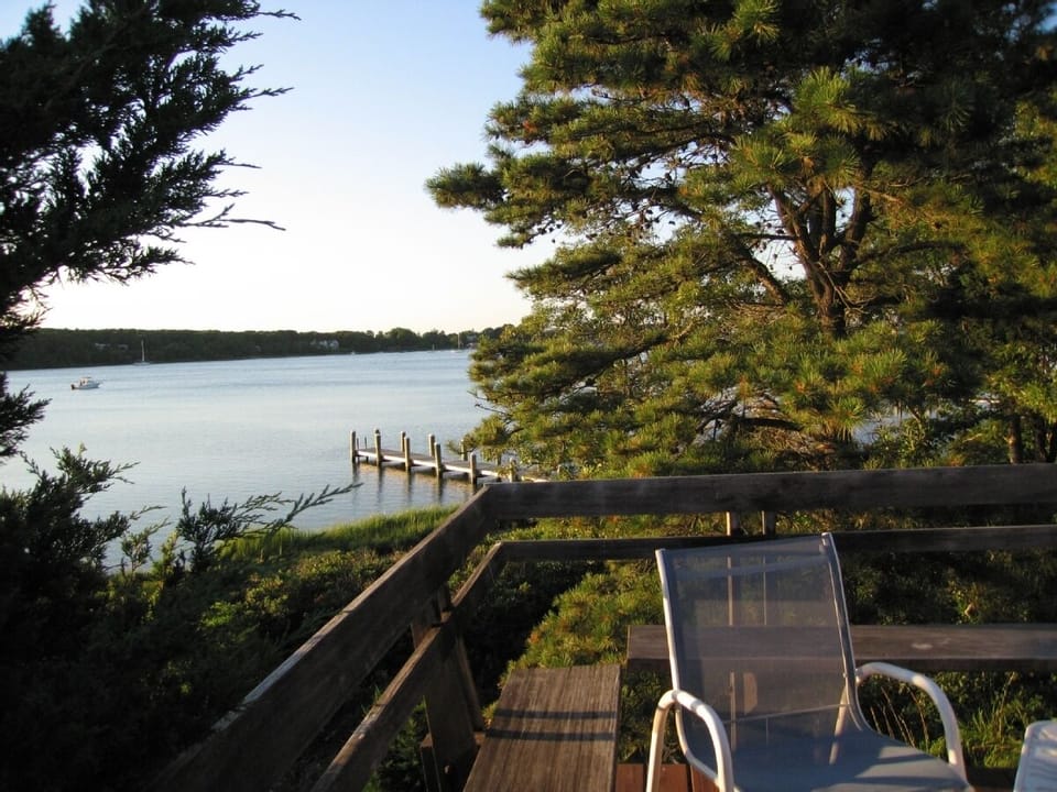 Deck overlooking  Lagoon Pond.
