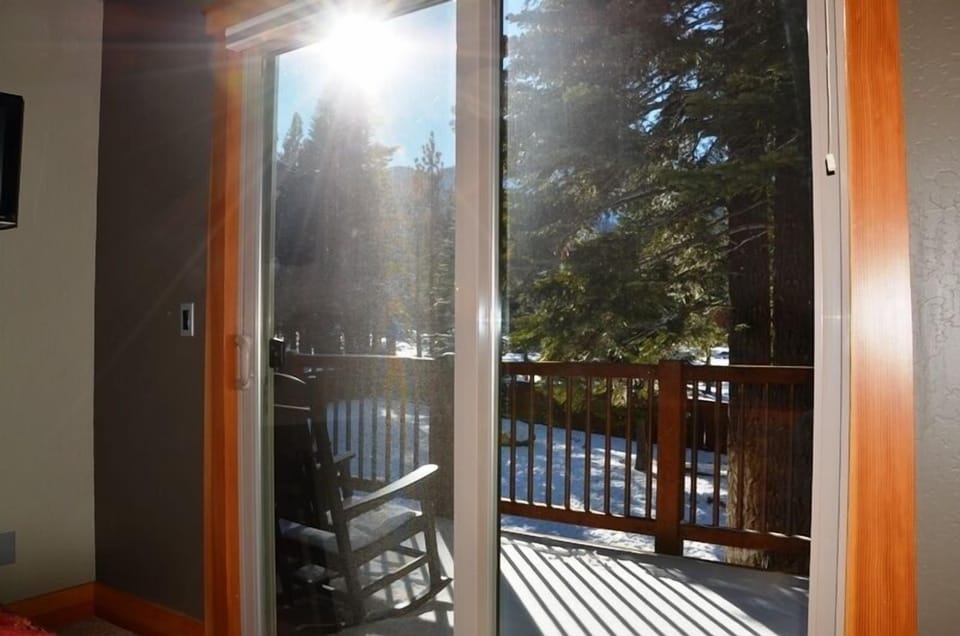 Deck off the bedroom with the California King sized bedroom.