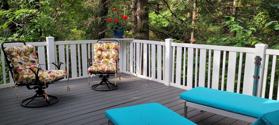 Deck off master bedroom in the trees!