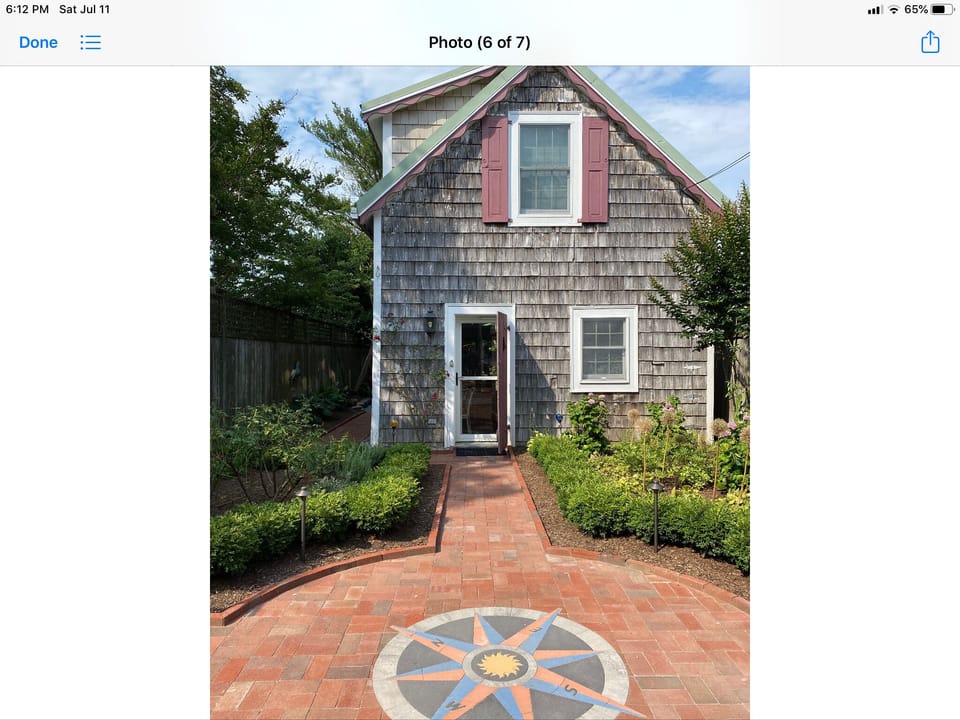 Carriage house& herb garden from the kitchen 