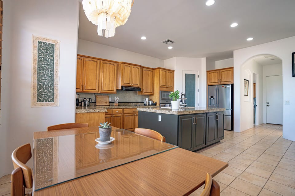 Gourmet kitchen with bar and island