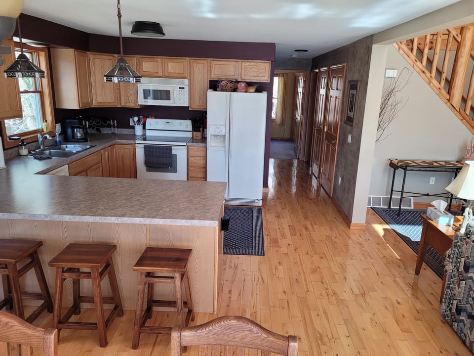 Kitchen and hallway to main floor bedrooms