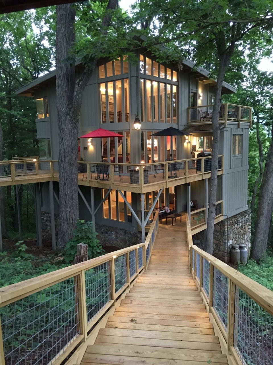 Lower level deck with stairs to carport