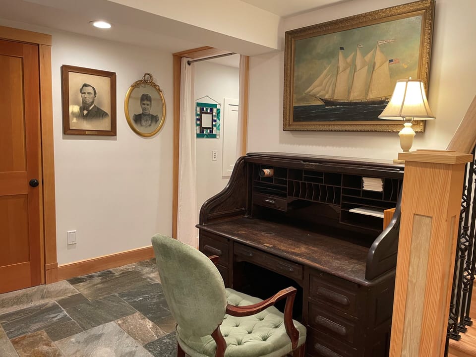 Quiet remote work area on lower level