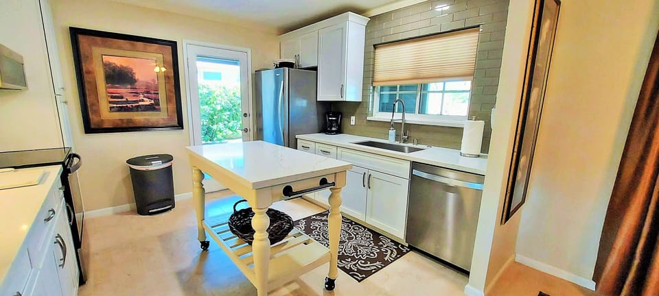 Fully stocked renovated kitchen 