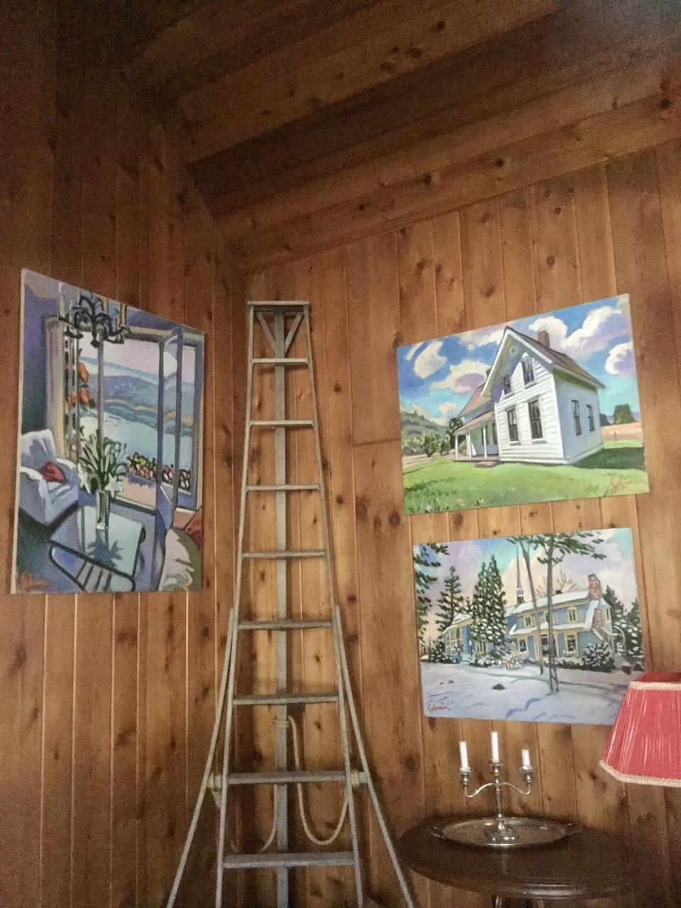 corner of living room to right of fireplace