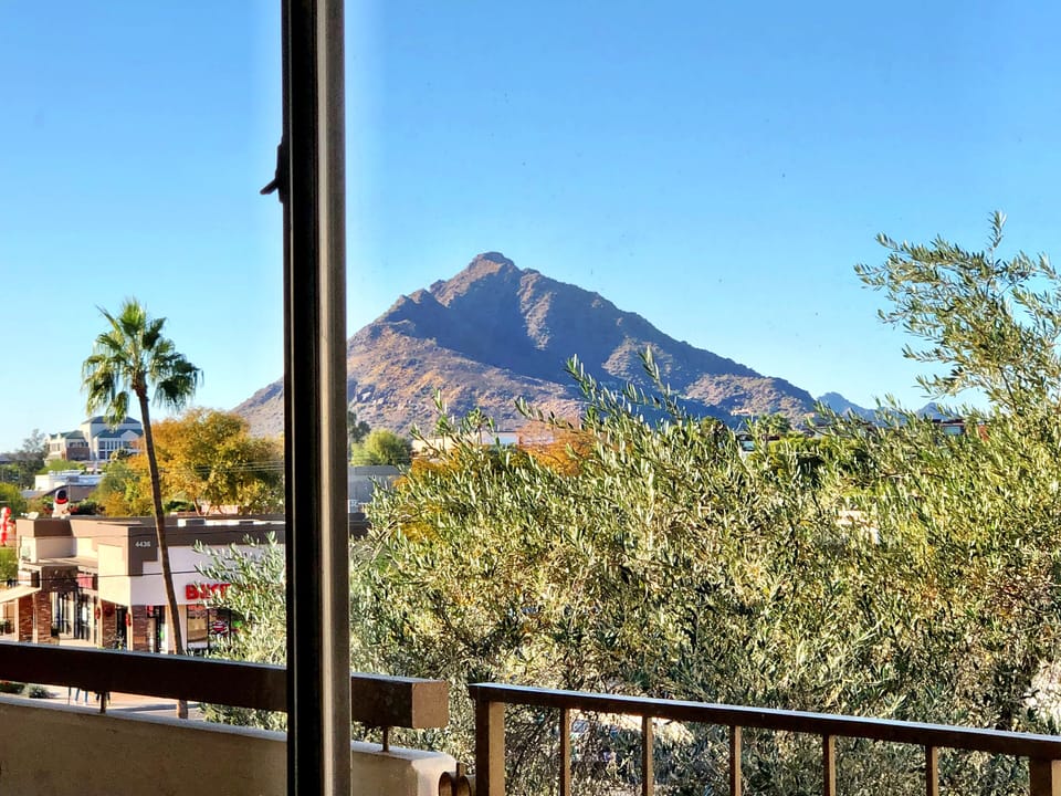 Unbeatable view of Camelback Mountain out your bedroom window. Walk everywhere!