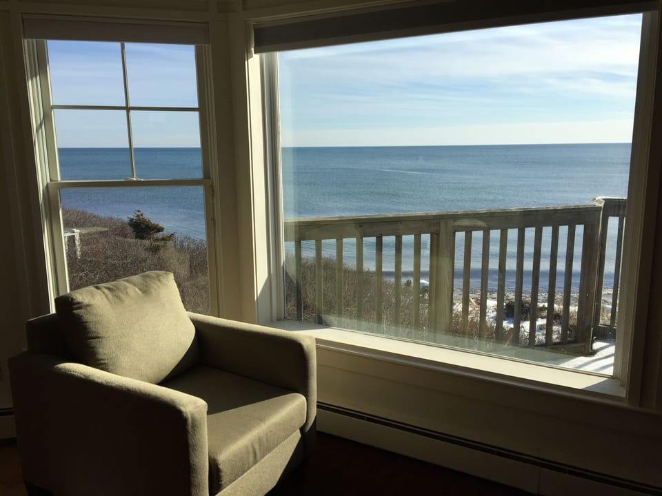 Views from master bedroom window and balcony; 