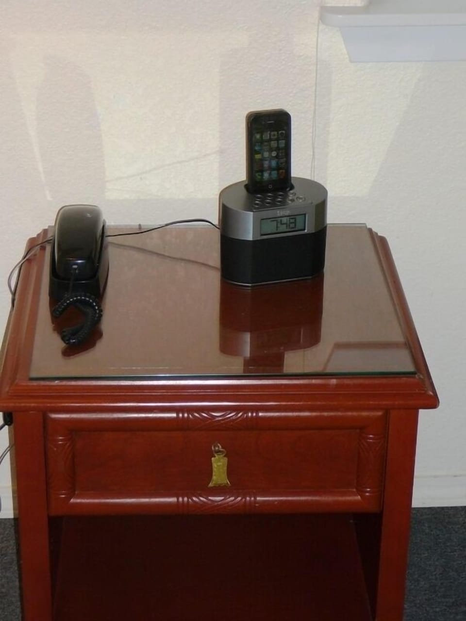 i-phone dock with alarm in Master Bedroom.
