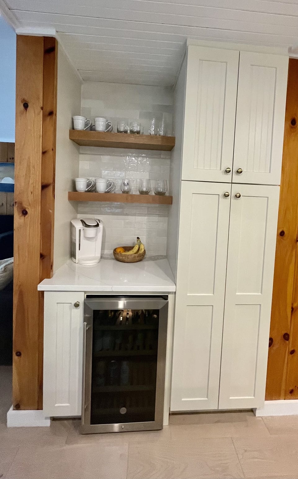Separate beverage station and food pantry and Keurig coffee maker