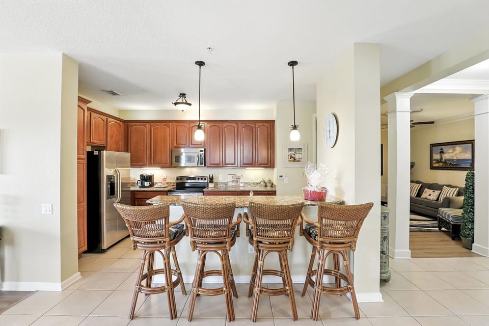 View of the kitchen and sitting room. 