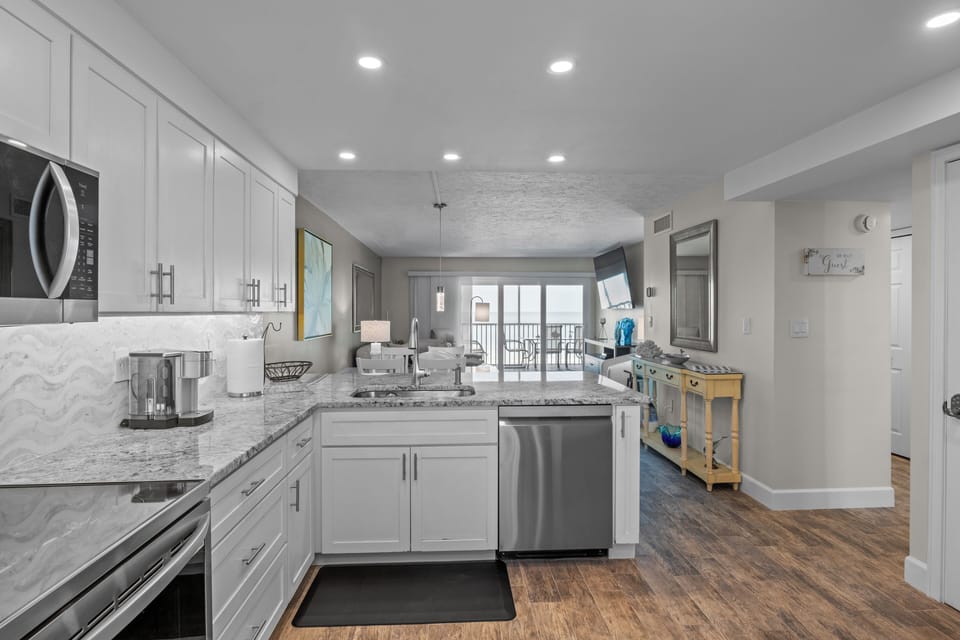New Kitchen and Great beach view from anywhere in the condo.