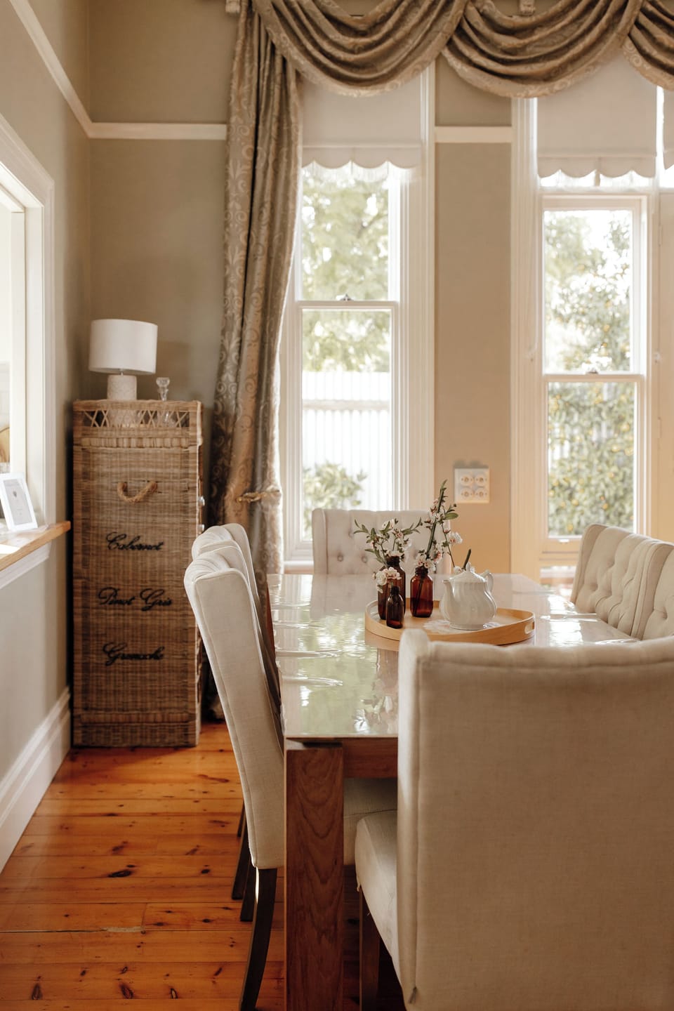 Dining area and wine rack