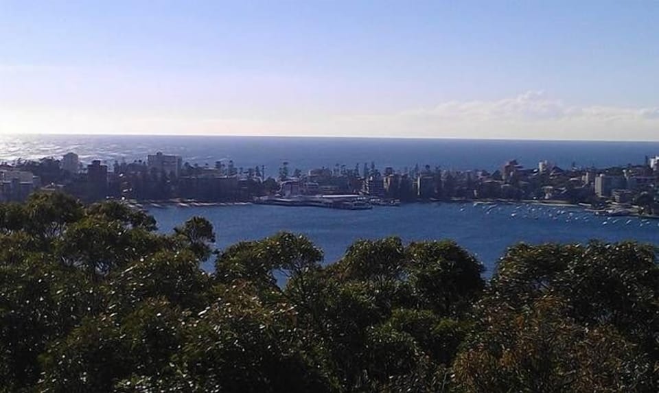 View to Manly Wharf from Arabanoo lookout, Tania Park, Dobroyd